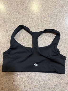 ALO Yoga Black Racerback Sports Bra with Minimal Logo